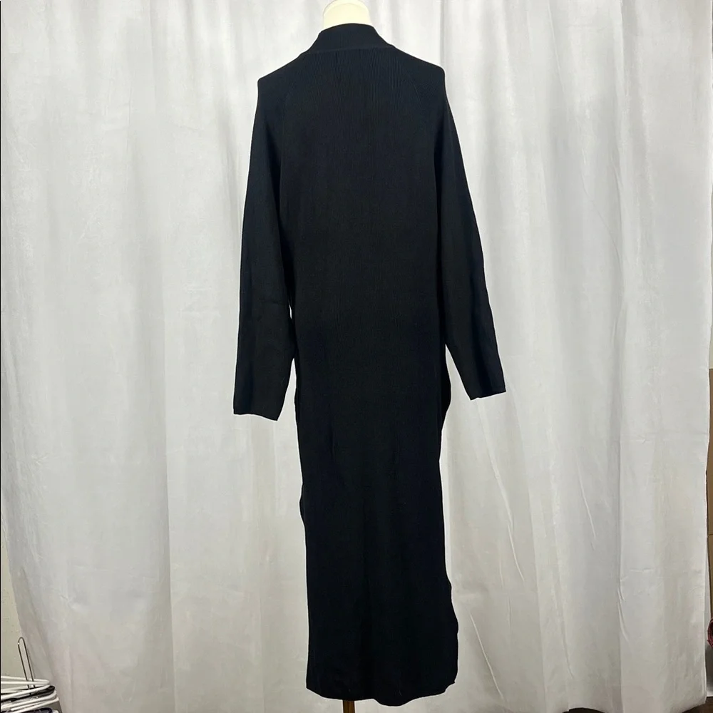 NWT Revolve SNDYS Tied Up Ribbed Long Sleeve Dress in Black. - Picture 6 of 14